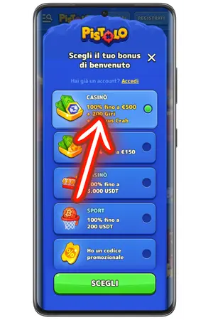 Al Pistolo Casino, scegli un bonus prima di registrarti